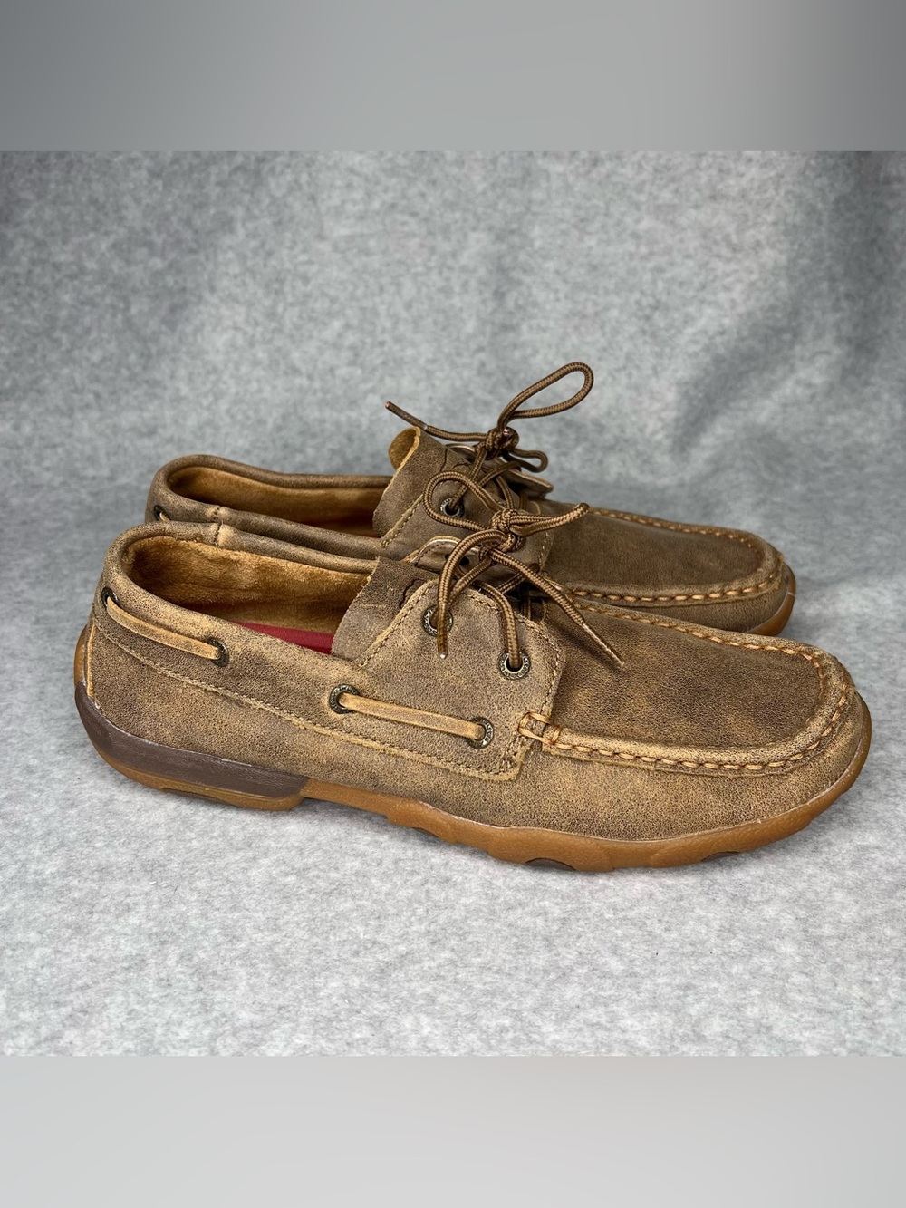 Twisted X Womens Brown Leather Boat Shoes Loafer Sz 9M WDM0003 Coastal Classic
